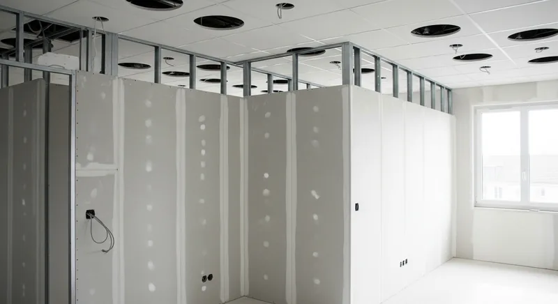 Cloisons placo BA13 et faux plafond posés dans un appartement neuf à Castelnau-le-Lez