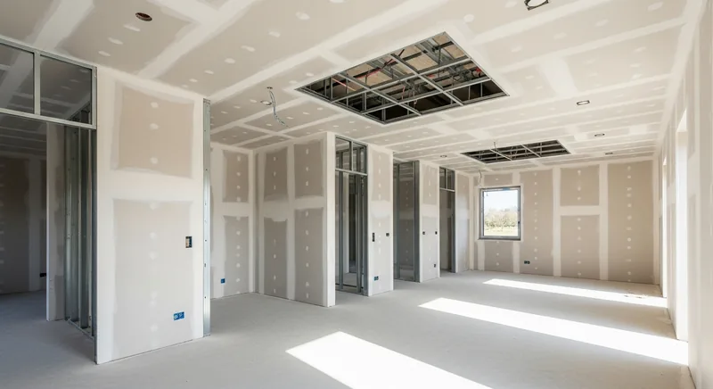 Cloisons placo et faux plafonds dans une maison neuve à Jacou